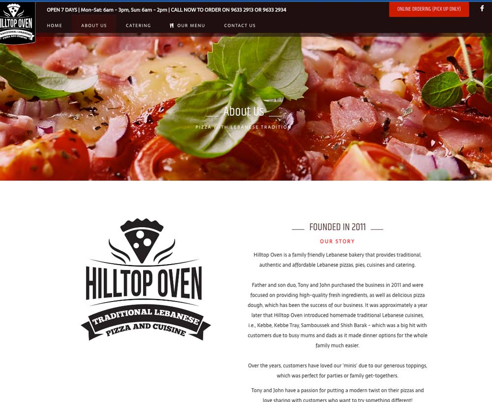 Website Design and Build for Hilltop Oven