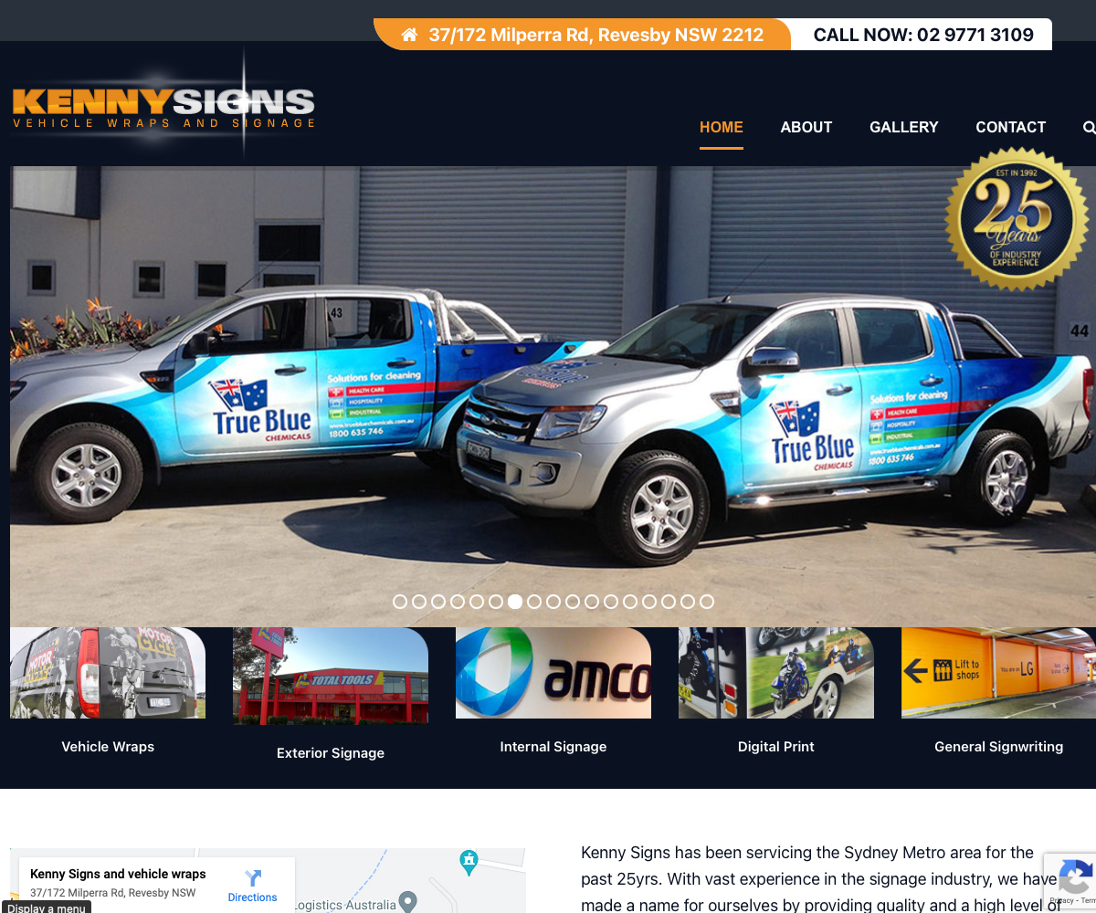 Website Design and Build for Alpha for Kenny Signs