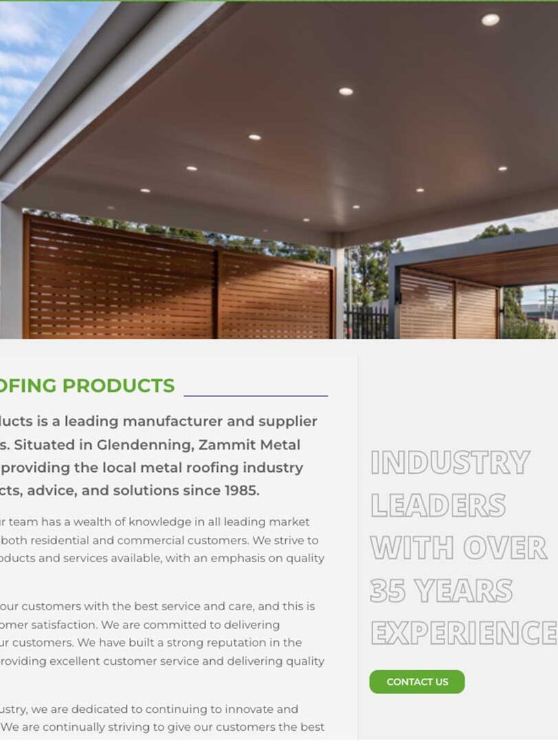 Zammit Metal Roofing - Website Development