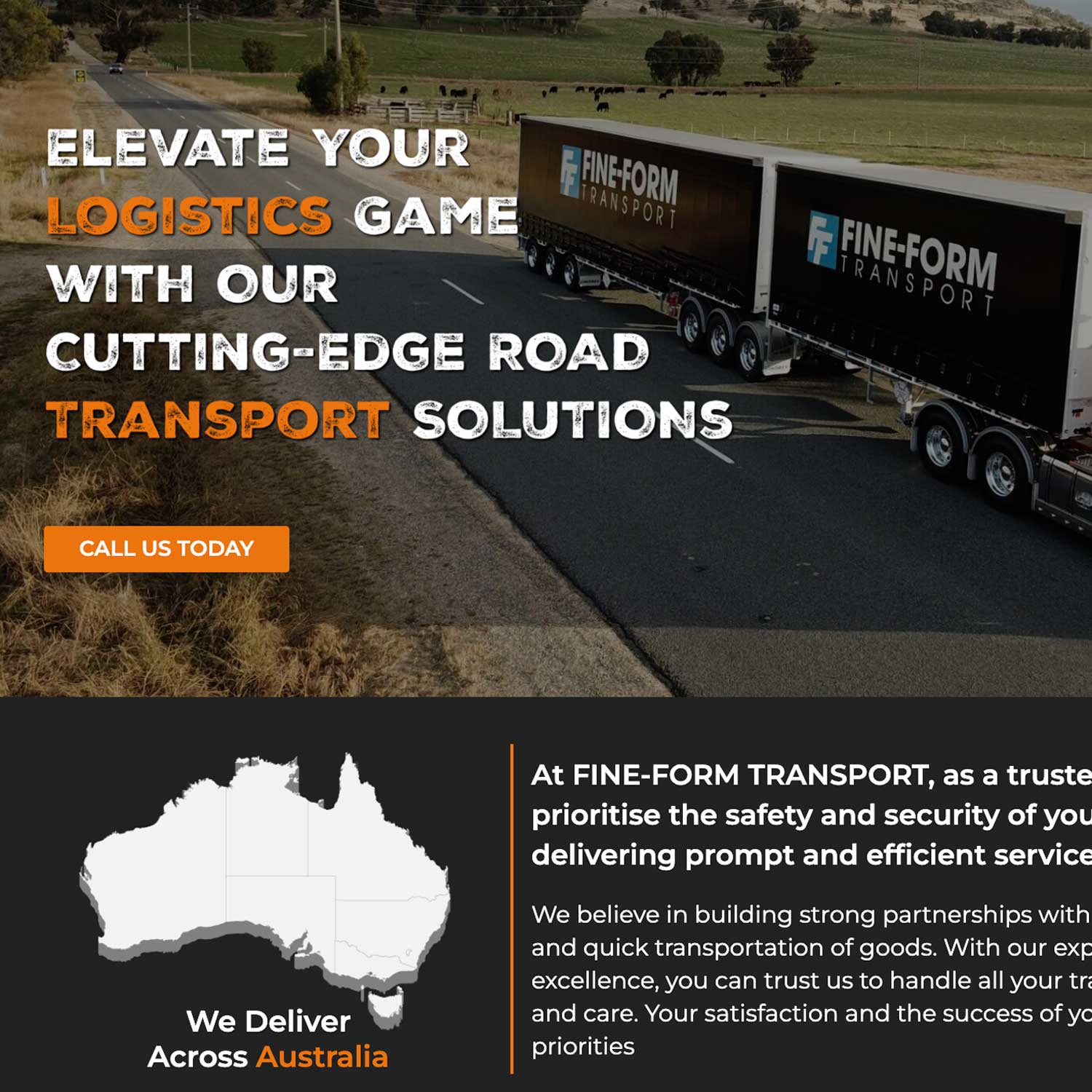 Fien Form Transport website design and build